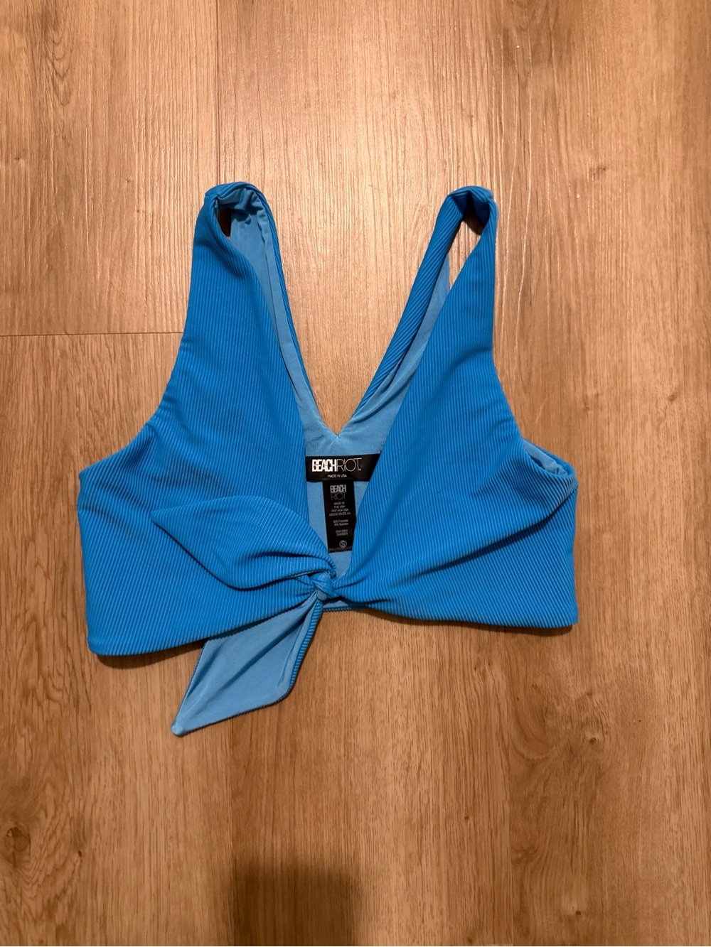 Beach Riot Bright Blue Ribbed Tie-Front Crop swimsuit